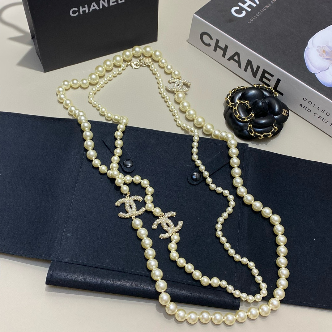 샤넬 진주 롱 목걸이